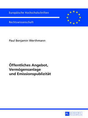 cover image of Oeffentliches Angebot, Vermoegensanlage und Emissionspublizitaet